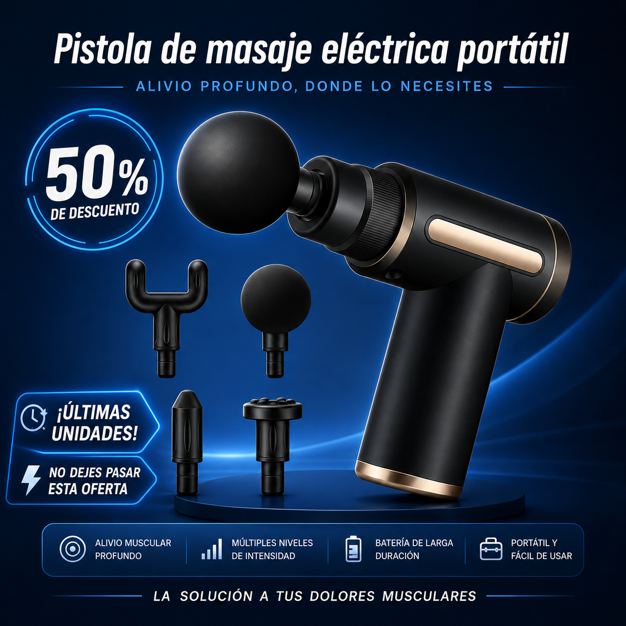 Pistola de masaje eléctrica portátil