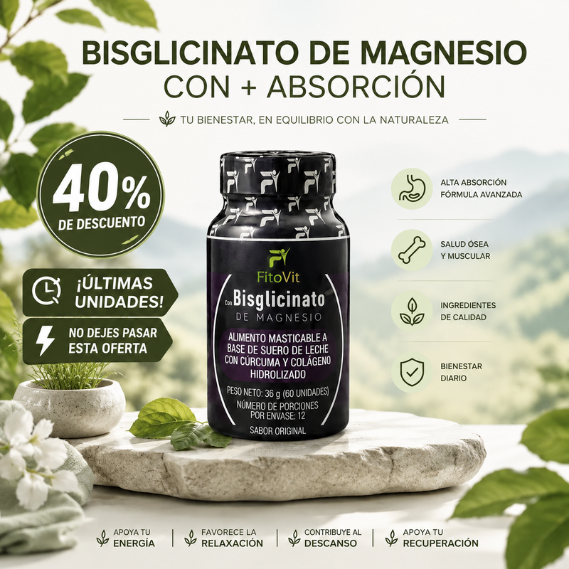 Bisglicinato de Magnesio: Movimiento, energía y bienestar total.