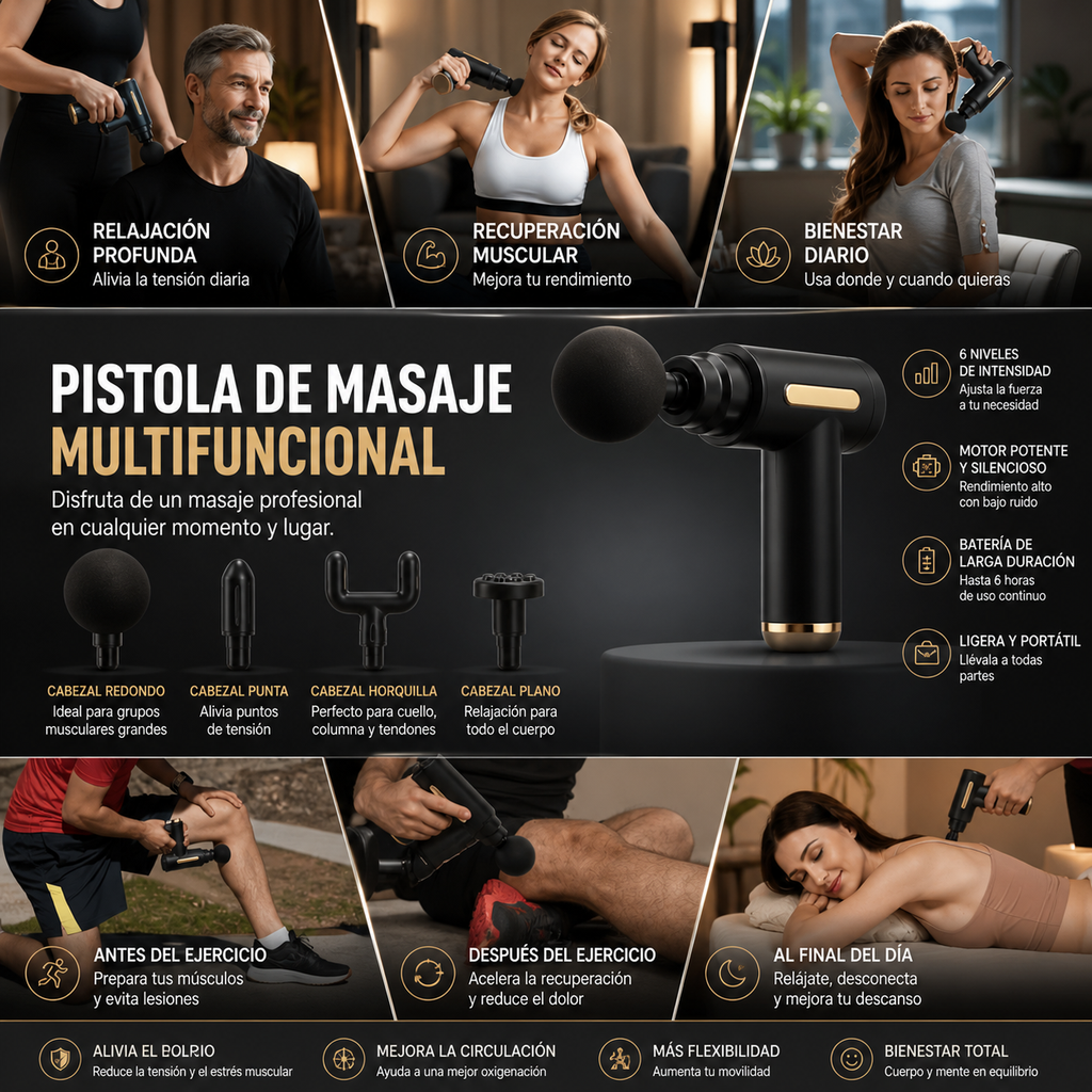 Pistola de masaje eléctrica portátil