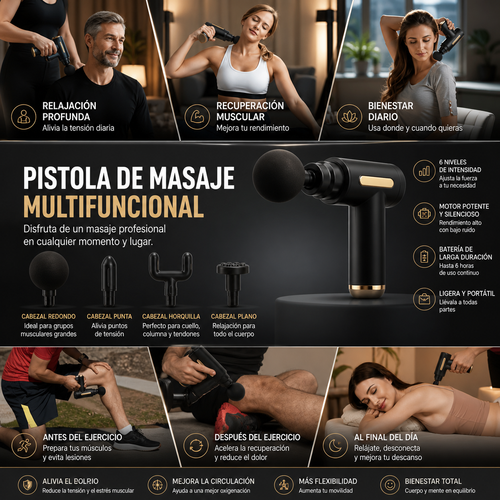 Pistola de masaje eléctrica portátil
